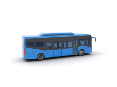 Blue Urban Bus model pack Low-poly 3D model