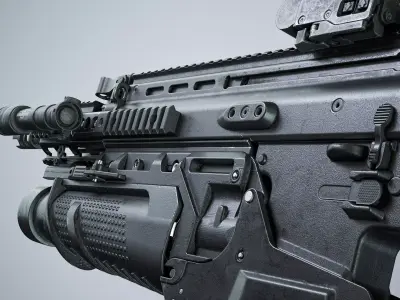 Modular tactical MK 16 FN SCAR-L Low-poly 3D model