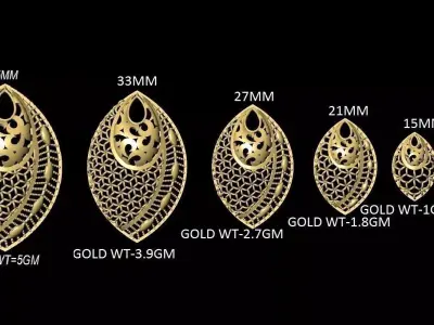 VR-PND2289 gold filigree earring sizes 3D print model