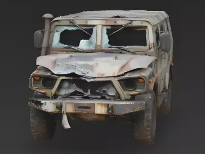 Wrecked Tactical Military Vehicle 3D Model Low-poly 3D model