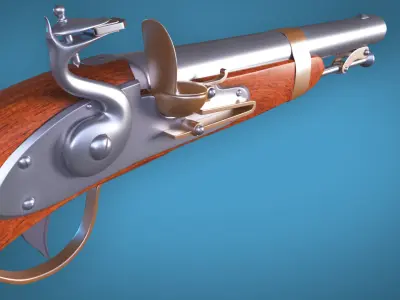 Flintlock Pistol Firearm LowPoly 3D Model Low-poly 3D model