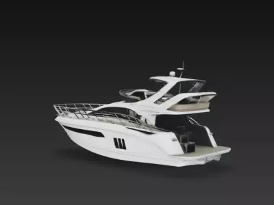 High-End Flybridge Cabin Cruiser Yacht Detailed Marine 3D print model