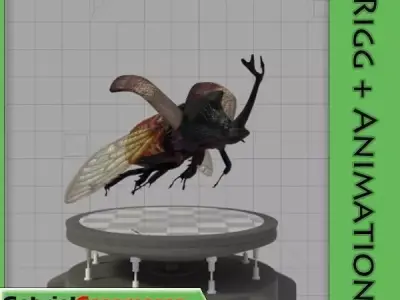 Rhinoceros Beetle Low-poly 3D model purchase