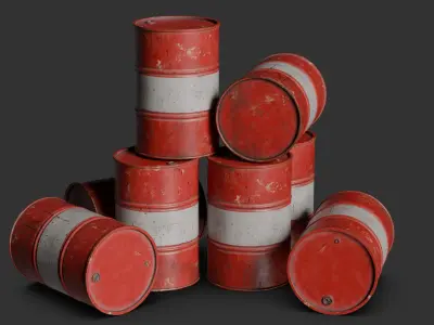 Oil Drum bundle v1 - 55 gallon drum 3D model