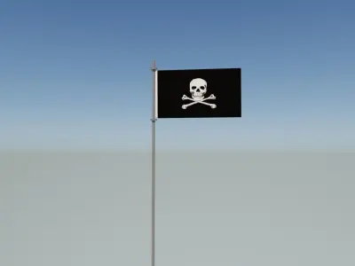 Danger flag  Low-poly 3D model