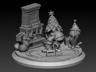 Pokemon pikachu Christmas diorama 3D print model