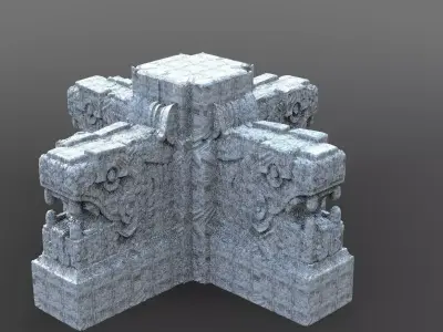 Mayan Dragon Statues 2 3D model