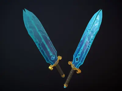 Stylized Crystal Sword Low-poly 3D model