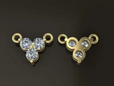 3 Stone Triangle Frame Solitaire Pendant 2mm50 3D print model