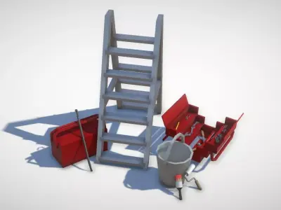 Low poly construction tools Low-poly 3D model buy