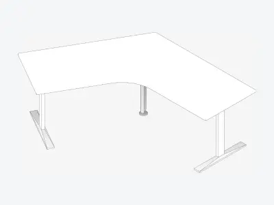 Desk - Single - Officetec - Angular - 120 Deg - Fixed Height Low-poly 3D model
