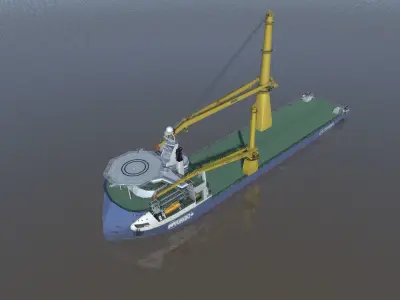Jumbo heavy lift crane vessel low-poly 3d model Low-poly 3D model