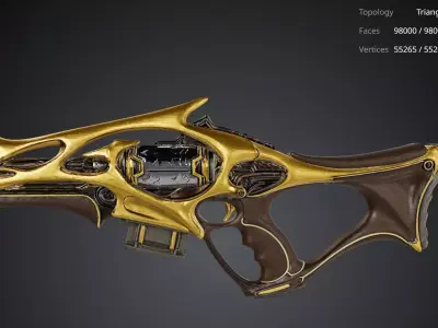 Futuristic Yellow Gun 3D model 5