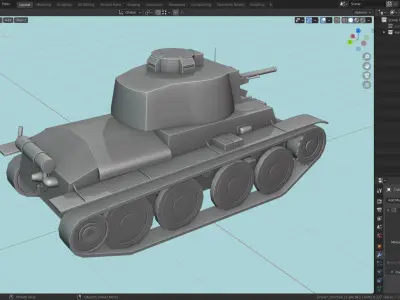 Panzerkampfwagen 38t Tank Base Mesh  Low-poly 3D model