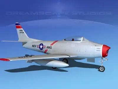 North American F-86 Sabre Jet V09 NEV ANG 3D model