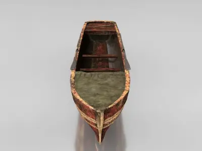 Old Medieval Rowboat Low-poly 3D model