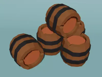 Low Poly Barrel 3D Model Low-poly 3D model