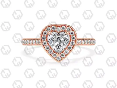 Ring 194 Heart Shape Cathedral Halo pave set with Gems 3D print model