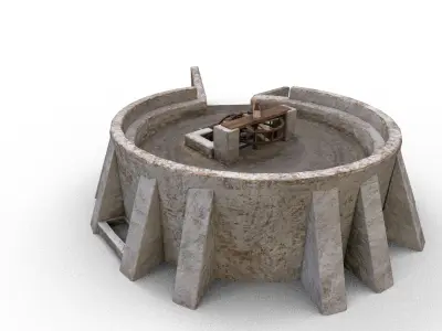 Blood Waterwheel  18th Century Horror Machine Low-poly 3D model