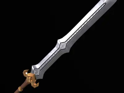 Medieval Fantasy Sword Stylized PBR Low-poly 3D model