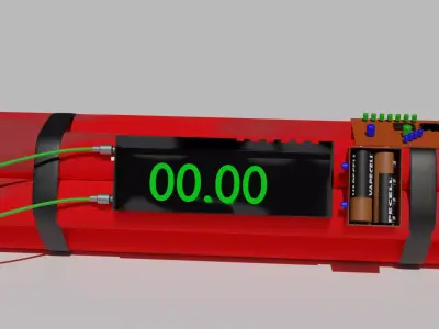 Dynamite bomb with timer Free low-poly 3D model