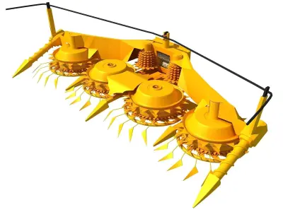 Yellow Combine Forage Threshing Header 3D model