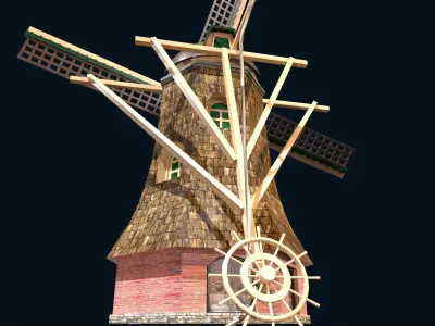 Holland Wind turbines Low-poly 3D model