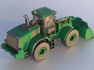 Wheel Loader Mint Green Low-poly 3D model