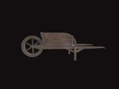 Medieval Brouette  Low-poly 3D model