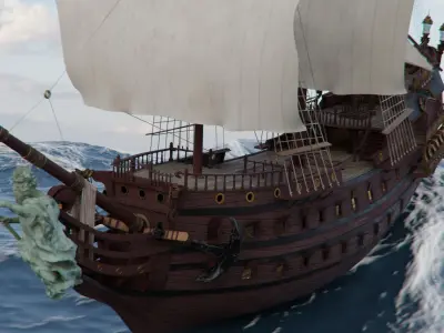Galleon Warship Neptune Multi-decked 3D model