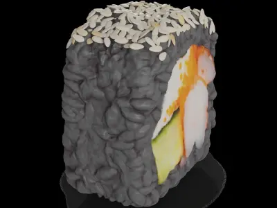 Sushi Tiger shrimp masago caviar cucumber cream sesame seeds 3D model