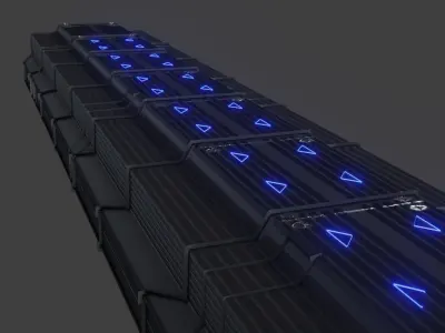 Elegant sci-fi spaceship corridor Low-poly 3D model