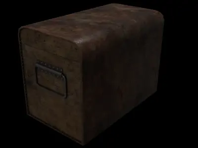 Wooden box covered with leather Low-poly 3D model