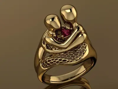 Loves Tether Ring jewelry 3D model - for Her 3D print model