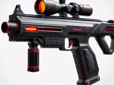 SciFi Blaster Rifle Glowing Sights 3D model