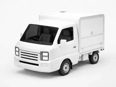 Generic Box Truck Functional Cargo Transport Vehicle 03 3D model