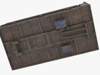 Rusted Stake Bed Platform with Wooden Sides Blue Old 3D model