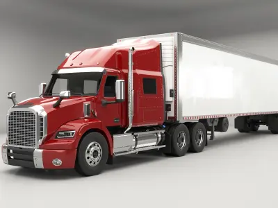 Generic Semi Truck Sleeper Cab and Refrigerated US Trailer 3D model purchase