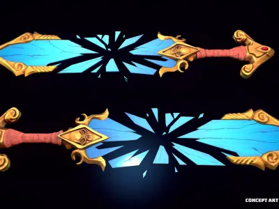 Stylized Mirror Sword Low-poly 3D model