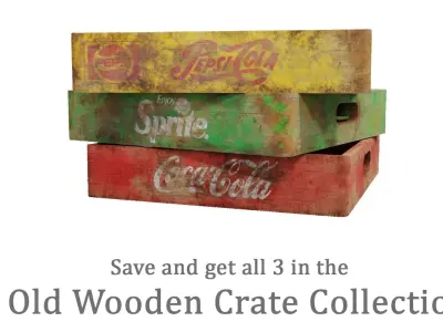 Old wooden crate  Low-poly 3D model