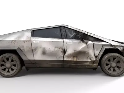 Abandoned cyber truck Low-poly 3D model