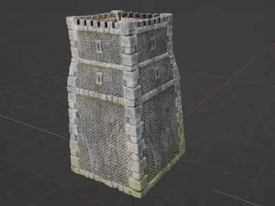 Castle Tower - Low-poly Game-ready Model Low-poly 3D model