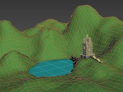 castle tower low poly Low-poly 3D model
