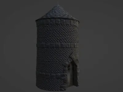 Castle Tower - Medieval Stone Turret Low-Poly Game Asset Low-poly 3D model