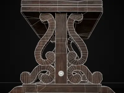 Mahogany Medieval Antique End Table Low-poly 3D model