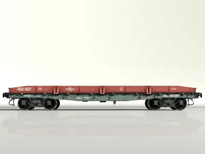 4-axle platform Low-poly 3D model