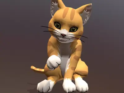 Tiger Yellow Cat Sitting Idle Cycle 3D model