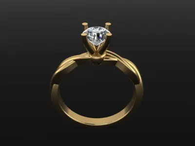 Antique Dainty Twist Round Diamond Engagement Ring 3D print model purchase