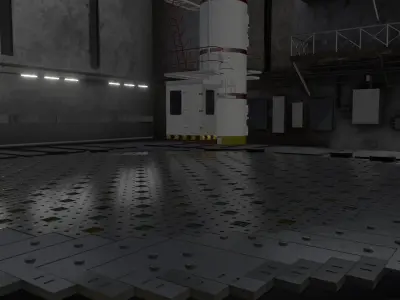 RBMK-1000 Nuclear Reactor Central Hall And Refueling Machine 3D model