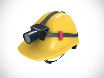 Safety Helmet With Torch Low-poly 3D model